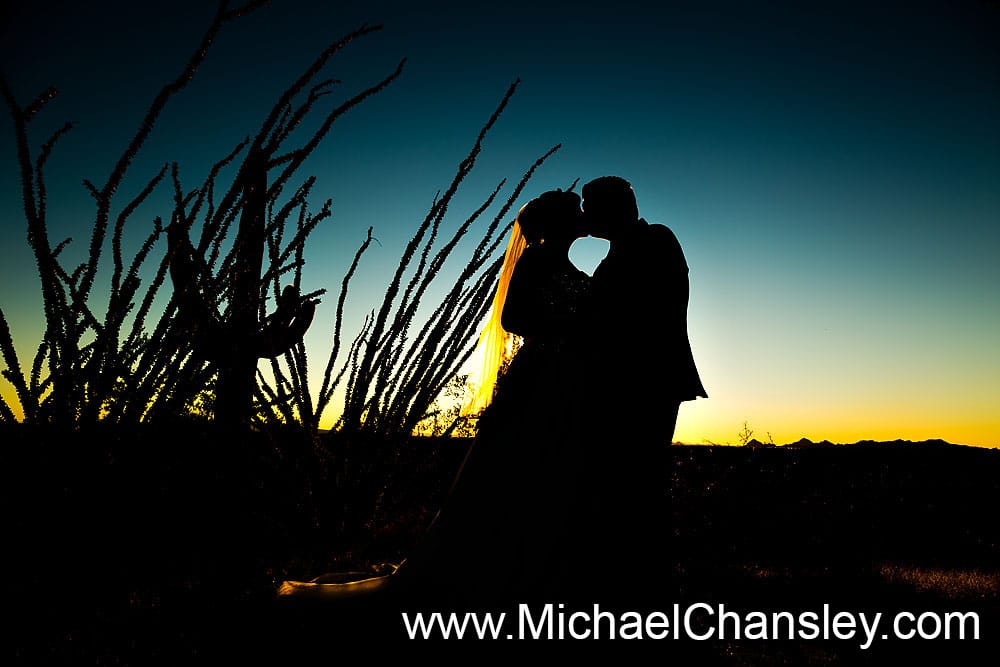 arizona sunset silhouette kissing couple