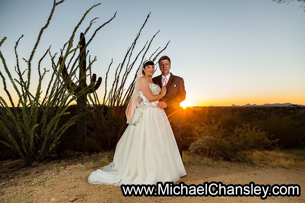 Saguaro Buttes wedding in Tucson sunset